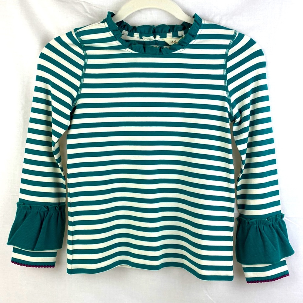 NWT Matilda Jane Perfect Produce Top Size 8 Girls Long Sleeve Green & White NEW